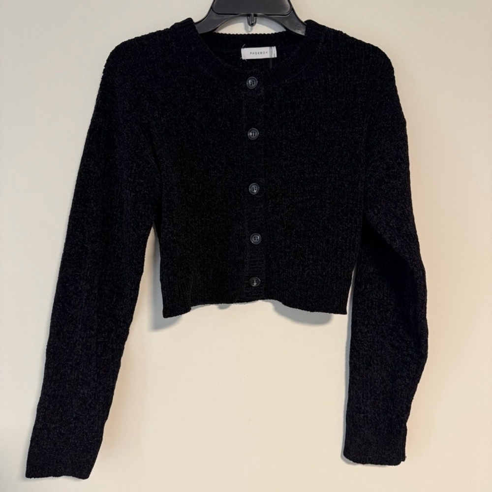 Pageboy Black Button-Up Cropped Cardigan